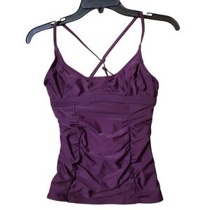 Athleta Smocked Tankini Top Purple Adjustable Tankini Swim Top 32 B/C Swimsuit